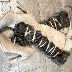 Shoedazzle serene style upper textile faux fur inner lining sock size 8 used